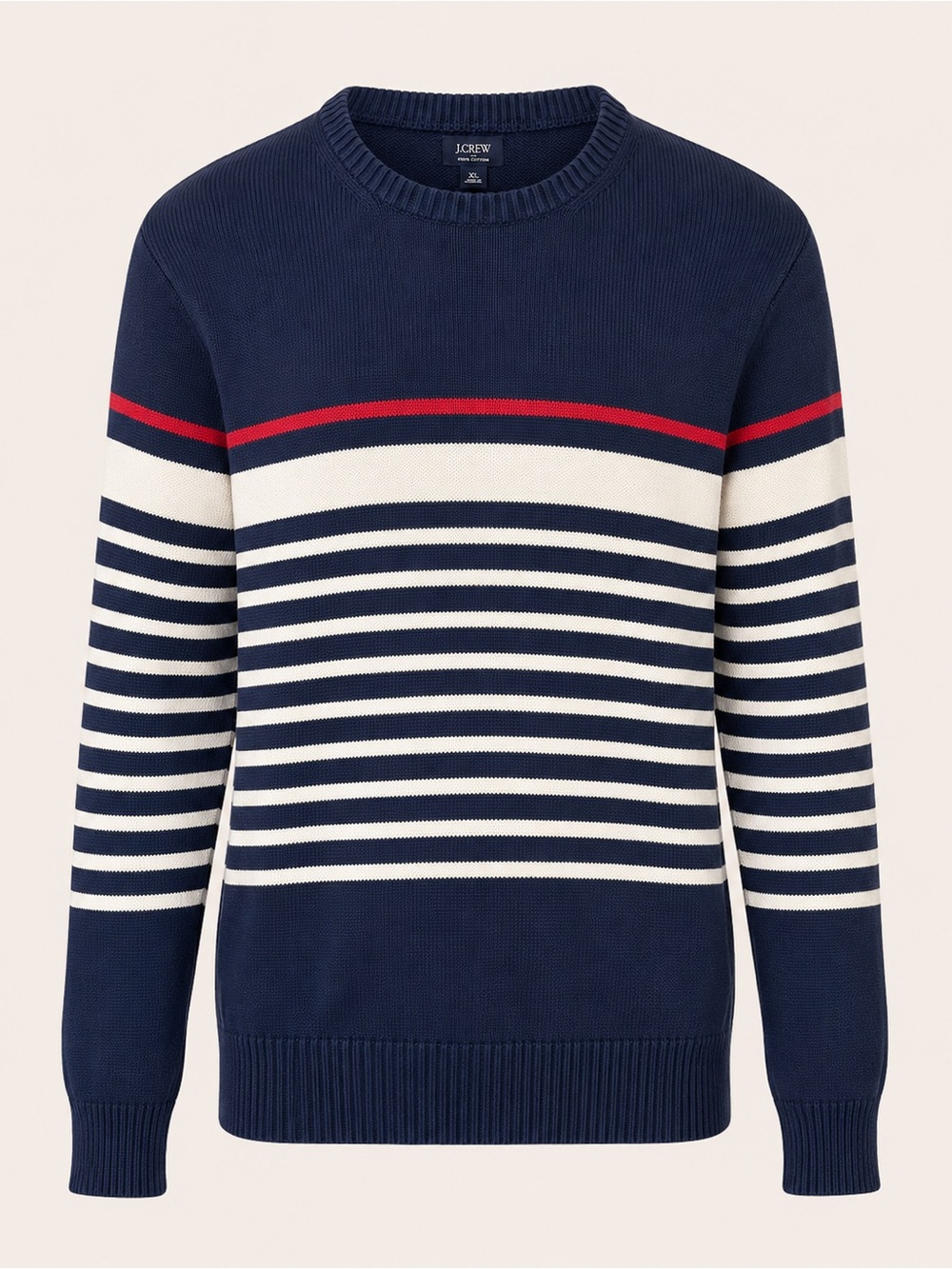 Nautical Striped Cotton Sweater Coastal Grandmother Cape Cod Old Money XL
